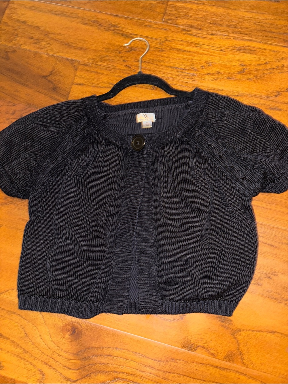 Short-Sleeve Knit Cardigan - Black